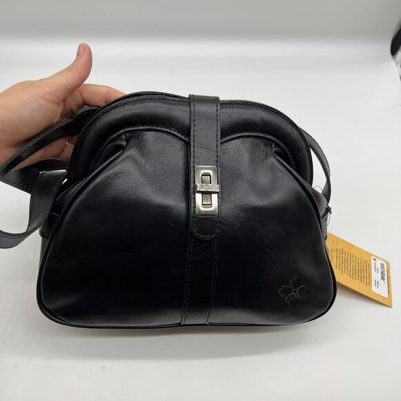 Patricia Nash Florentina Frame Leather Crossbody Bags Black Distressed Purse - Picture 16 of 16